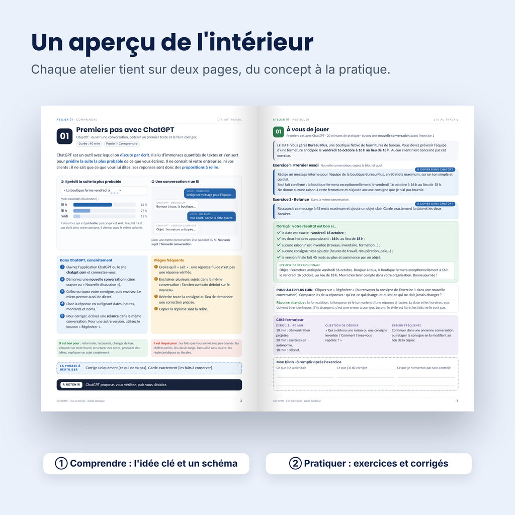 Aperçu de l'intérieur du tome 1 : un atelier sur deux pages