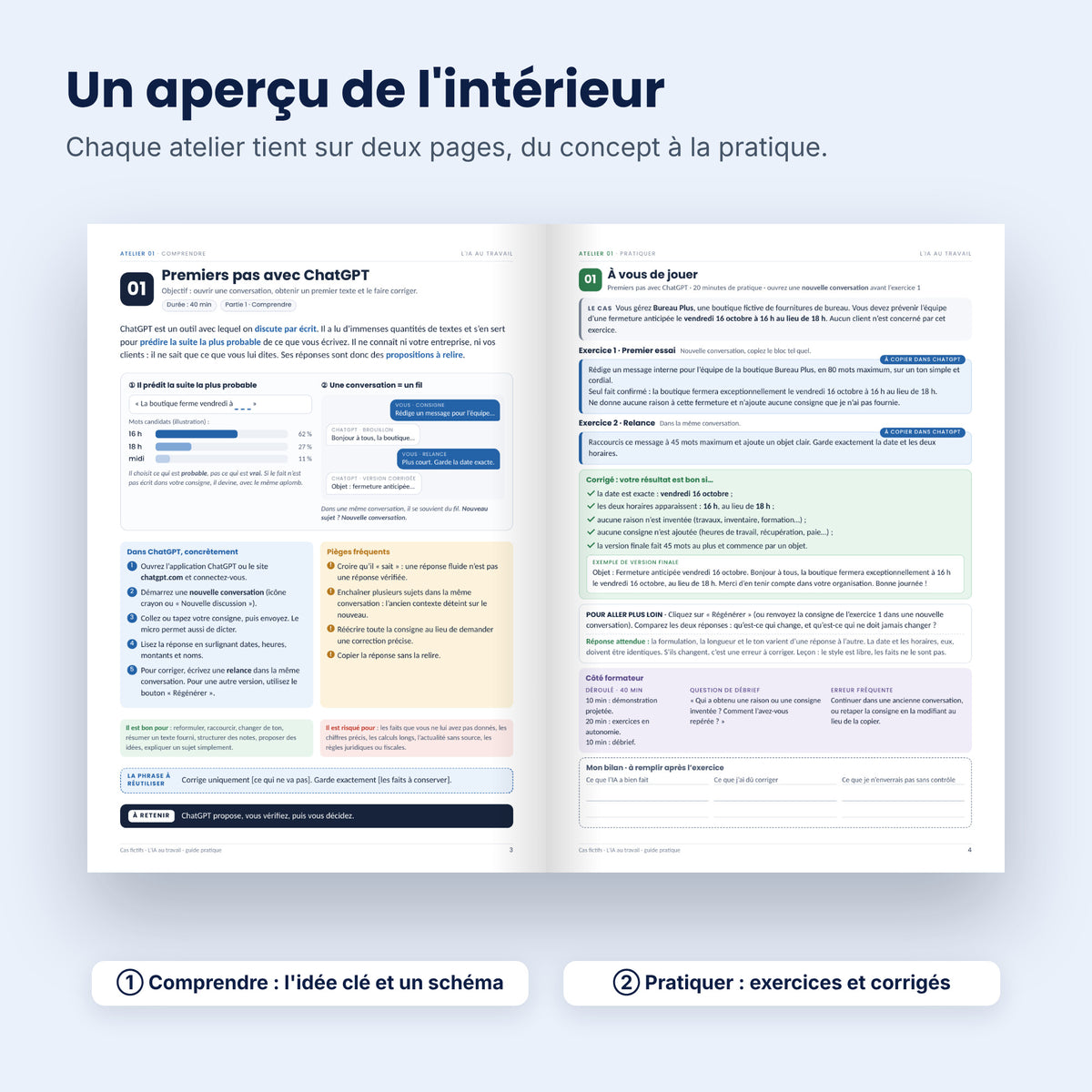 Aperçu de l'intérieur du tome 1 : un atelier sur deux pages