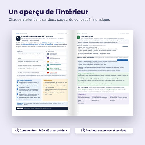 Aperçu de l'intérieur du tome 2 : un atelier sur deux pages